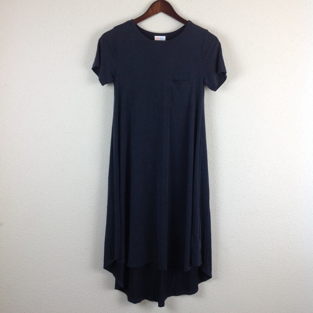 LulaRoe Women Carly Black Hi-Lo Swing Dress